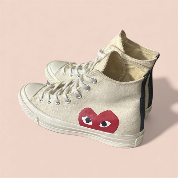 Converse x Play High-Top Cream Canvas Sneakers - Picture 3 of 6